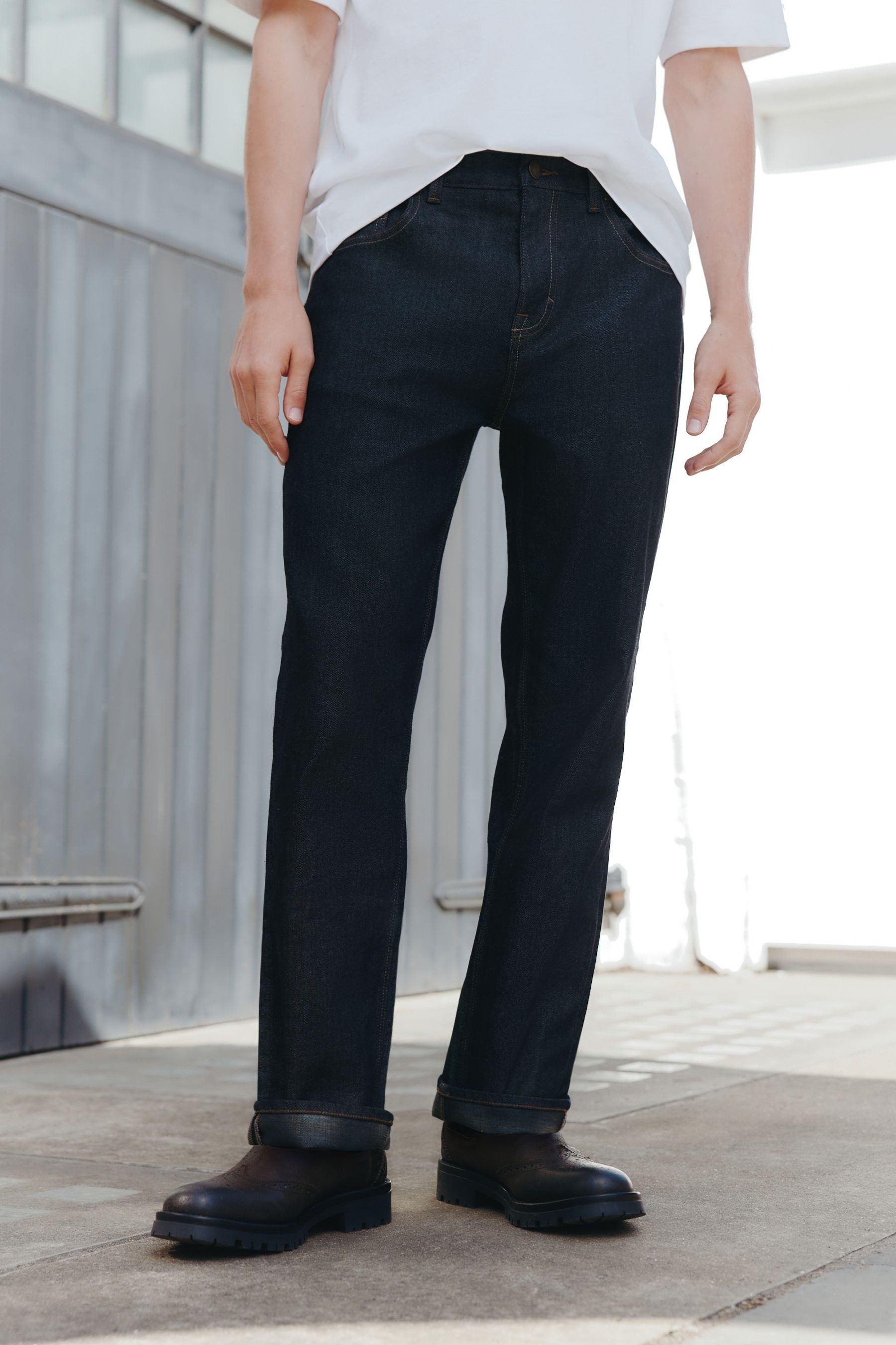 Next Straight-Jeans Signature Straight Fit Jeans aus kariertem Denim (1-tlg)