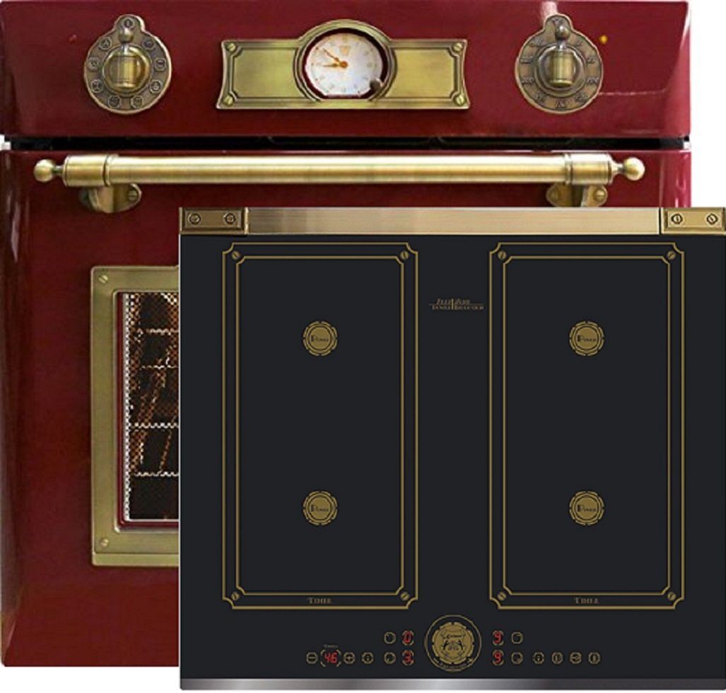 Kaiser Küchengeräte Backofen-Set Herd Set Autark Elektro Einbau Backofen 60 cm, 67L mit Induktionskochfeld 60 cm FREE ZONE mit 2 FLEX Induktions-Zonen EH 6355 RotEm+KCT 6745 AD.,.., mit 1-fach-Teleskopauszug