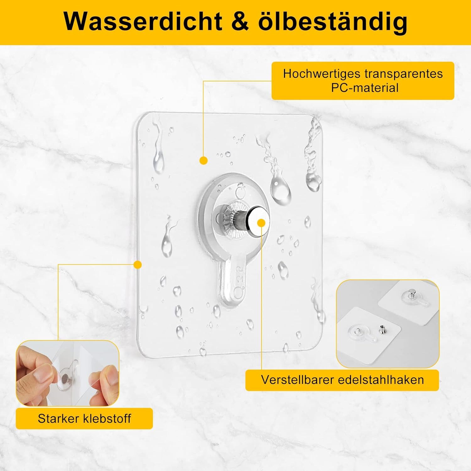 FELIXLEO Klebehaken Bilderhaken Selbstklebend mit Kleiner Schaber, (20-St)