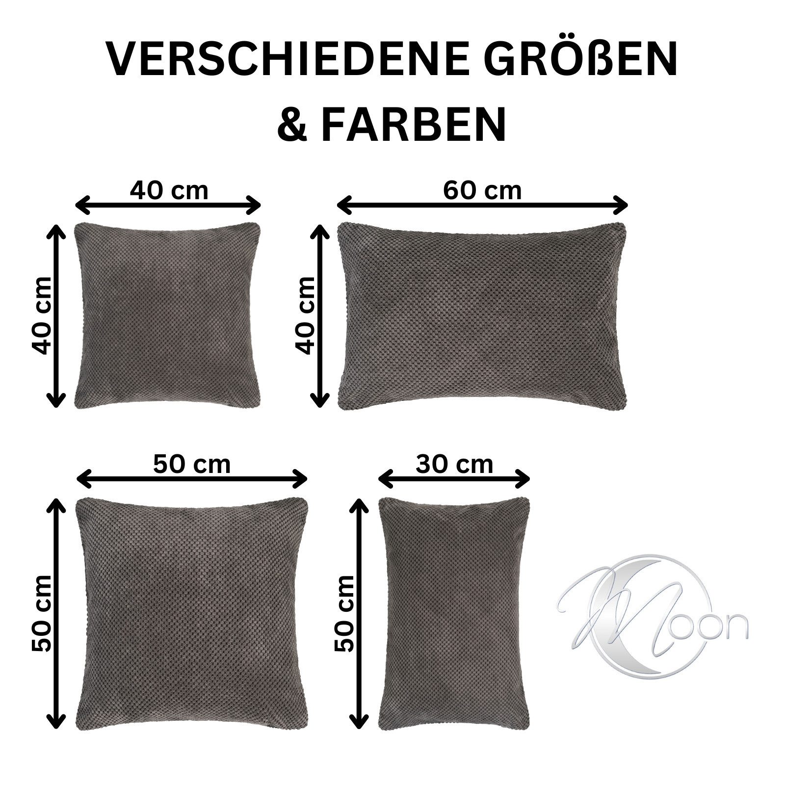 MOON Heimtextilien Kissenhüllen 2er Pack Kissenbezug - Serie Piano, Noppen-Struktur