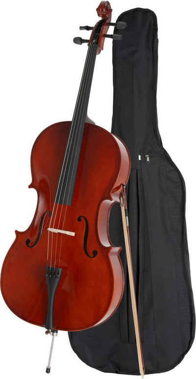 Classic Cantabile Cello Classic Cantabile CP-100 Cello 4/4 Set inkl. Bogen + Tasche, Komplett-Set, inkl. Tasche und Bogen, mit höhenvertellbarem Stachel, hochglanz lackiert
