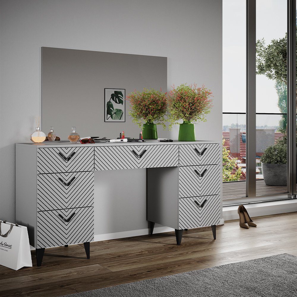 Vicco Schminktisch Anett, Grau, 150 cm günstig online kaufen
