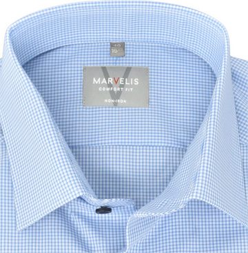 MARVELIS Businesshemd Businesshemd - Comfort Fit - Langarm - Kariert - Hellblau Vichykaro