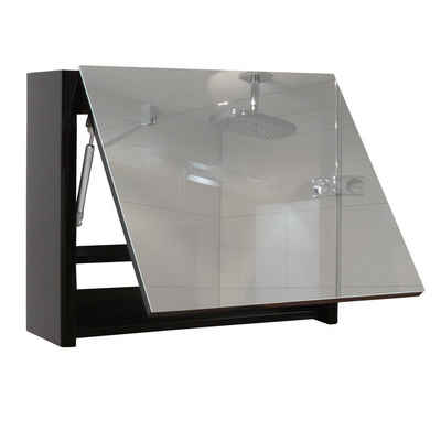 MCW Badezimmerspiegelschrank HWC-B19 Breite 79, Hochglanz-Optik, Inkl. Einlegeboden und Befestigungsmaterial