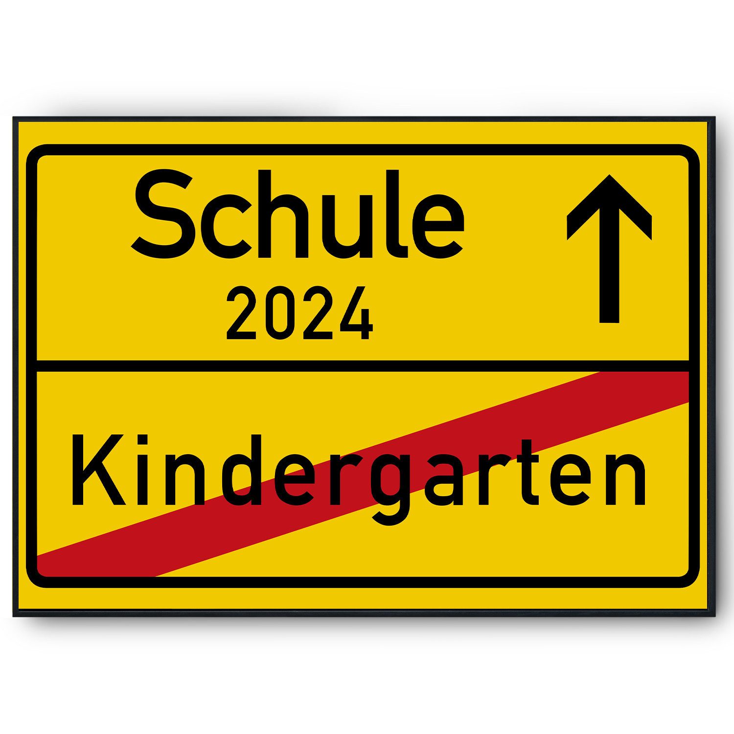 Tigerlino Poster Schulkind 2024 Schulanfang Geschenk Einschulung Kindergarten Schule, Ortsschild aus Kartonpapier (kein Metall)