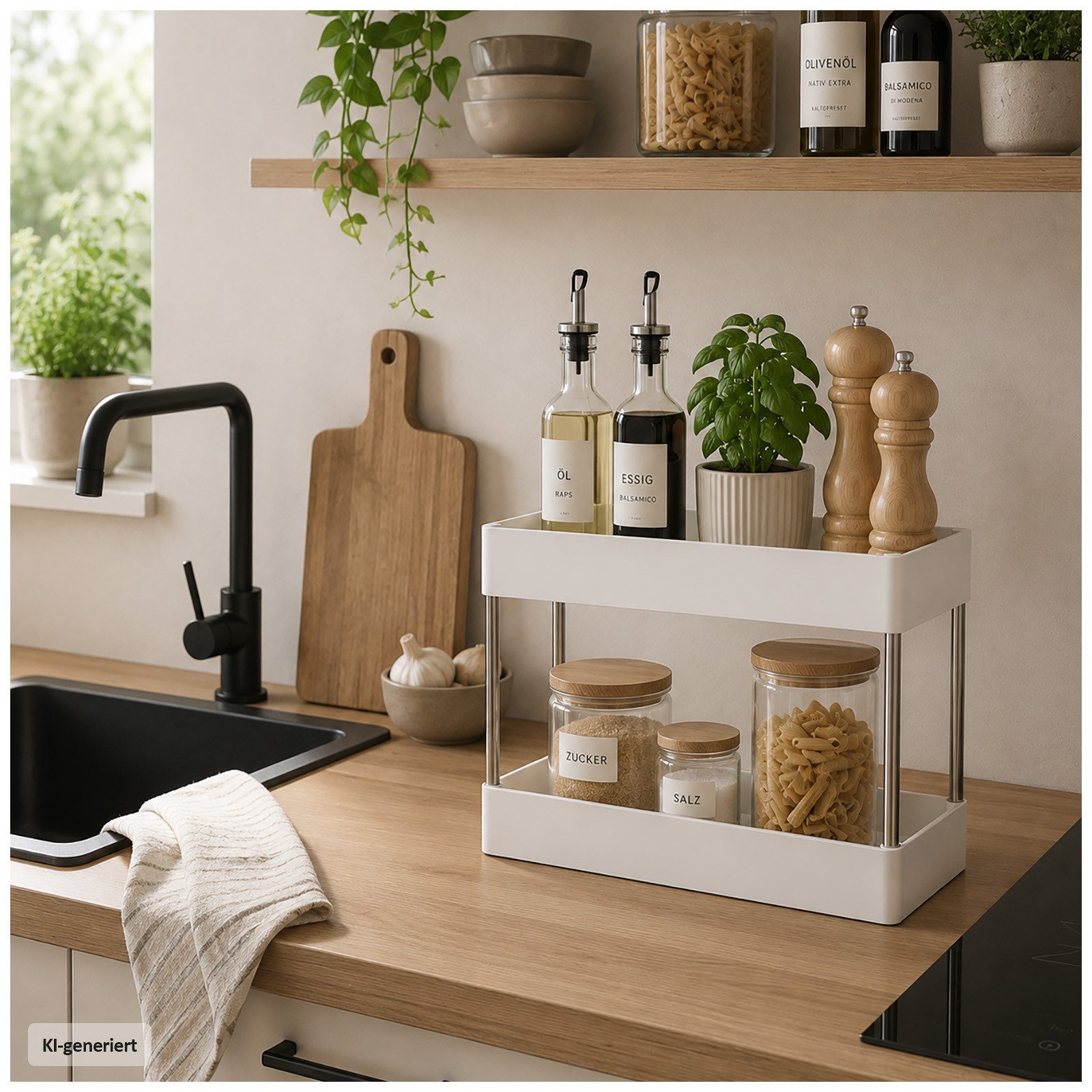 HTI-Living Küchenregal Standregal mit 2 Ablagen Weiß 40 x 31 x 12,5 cm, 1 Stück 1-tlg., Modern