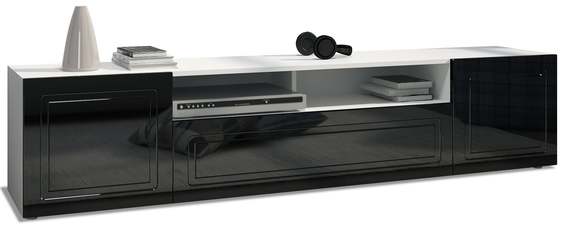 Möbelhandel Klipenstein Lowboard Rom, TV Kommode Fernsehtisch 181 cm, Landhausstil, Weiß matt