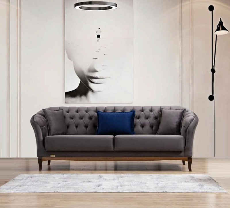 JVmoebel Chesterfield-Sofa »Chesterfield Sofa Stoff Design Textil 3 Sitz Elegant Couch Polsterung«