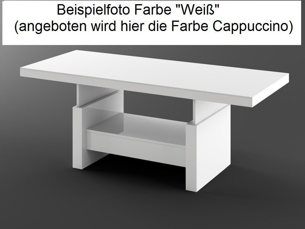 Cappuccino Couchtisch höhenverstellbar Schublade Aversa H-111 designimpex Hochglanz