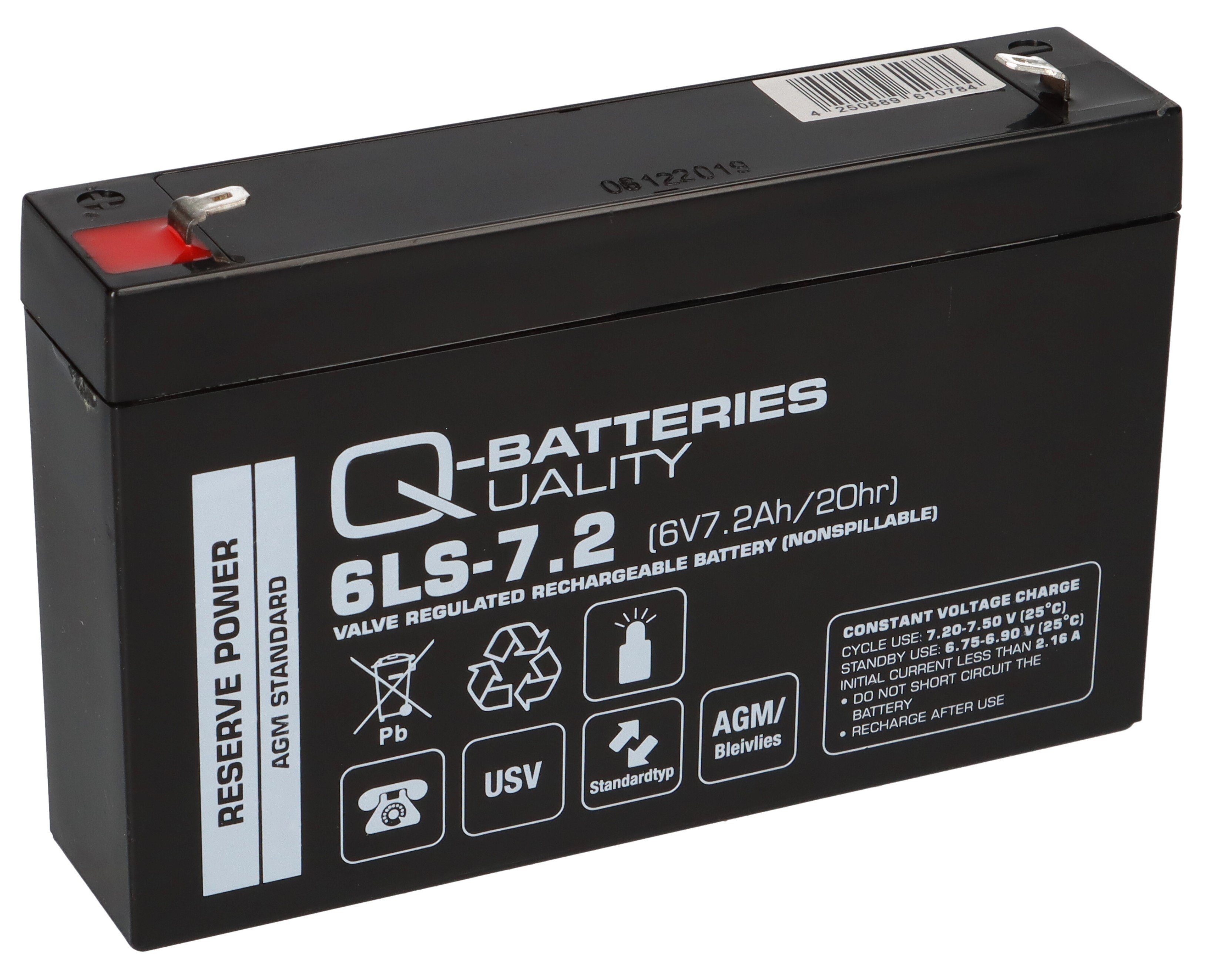 Q-Batteries Q-Batteries 6LS-7.2 6V 7,2Ah Blei-Vlies Akku AGM VRLA Bleiakkus | Bleiakkus