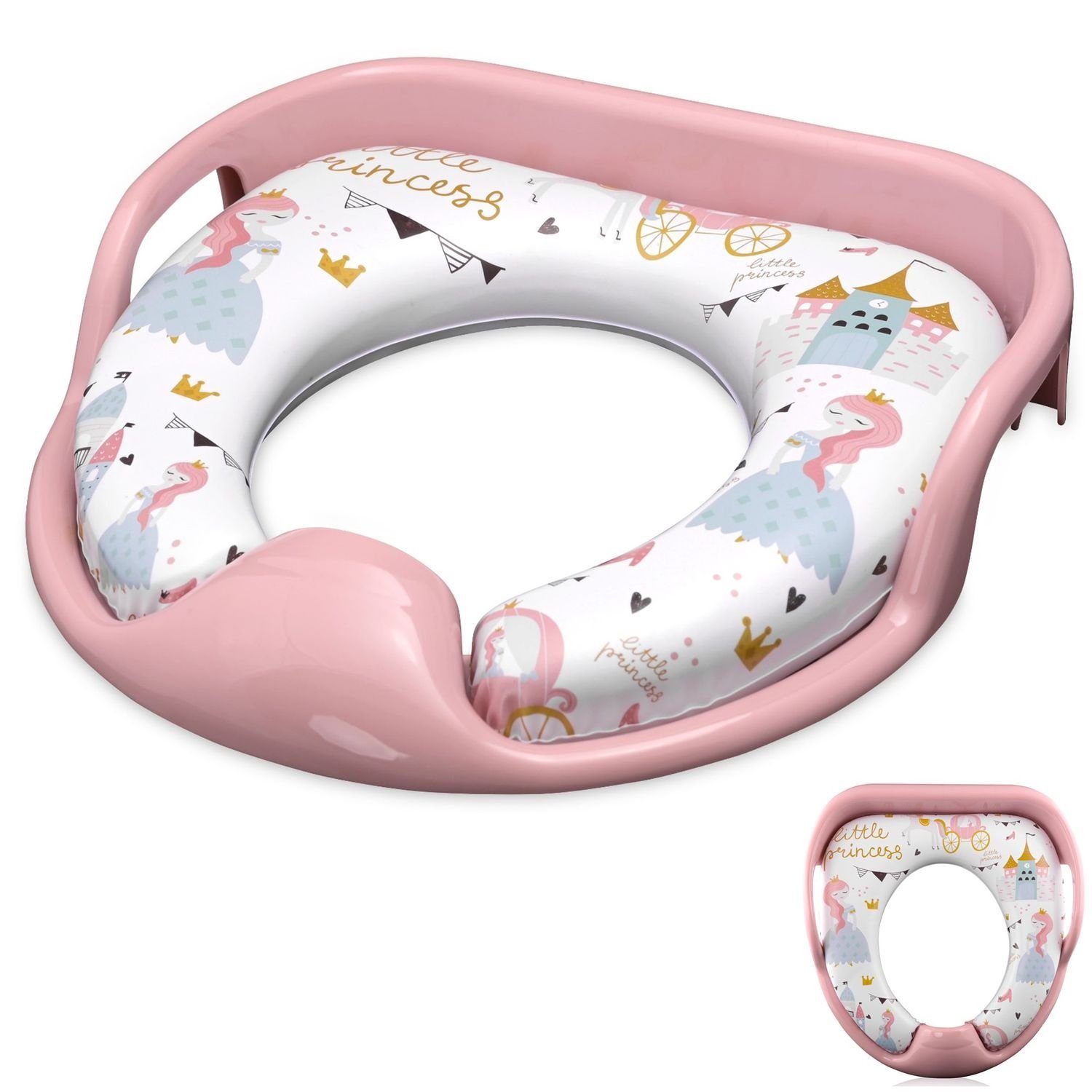 Lorelli Baby-Toilettensitz Toilettensitz weich Handgriffe, 6 cm, gepolstertes Sitzkissen, Spritzschutz