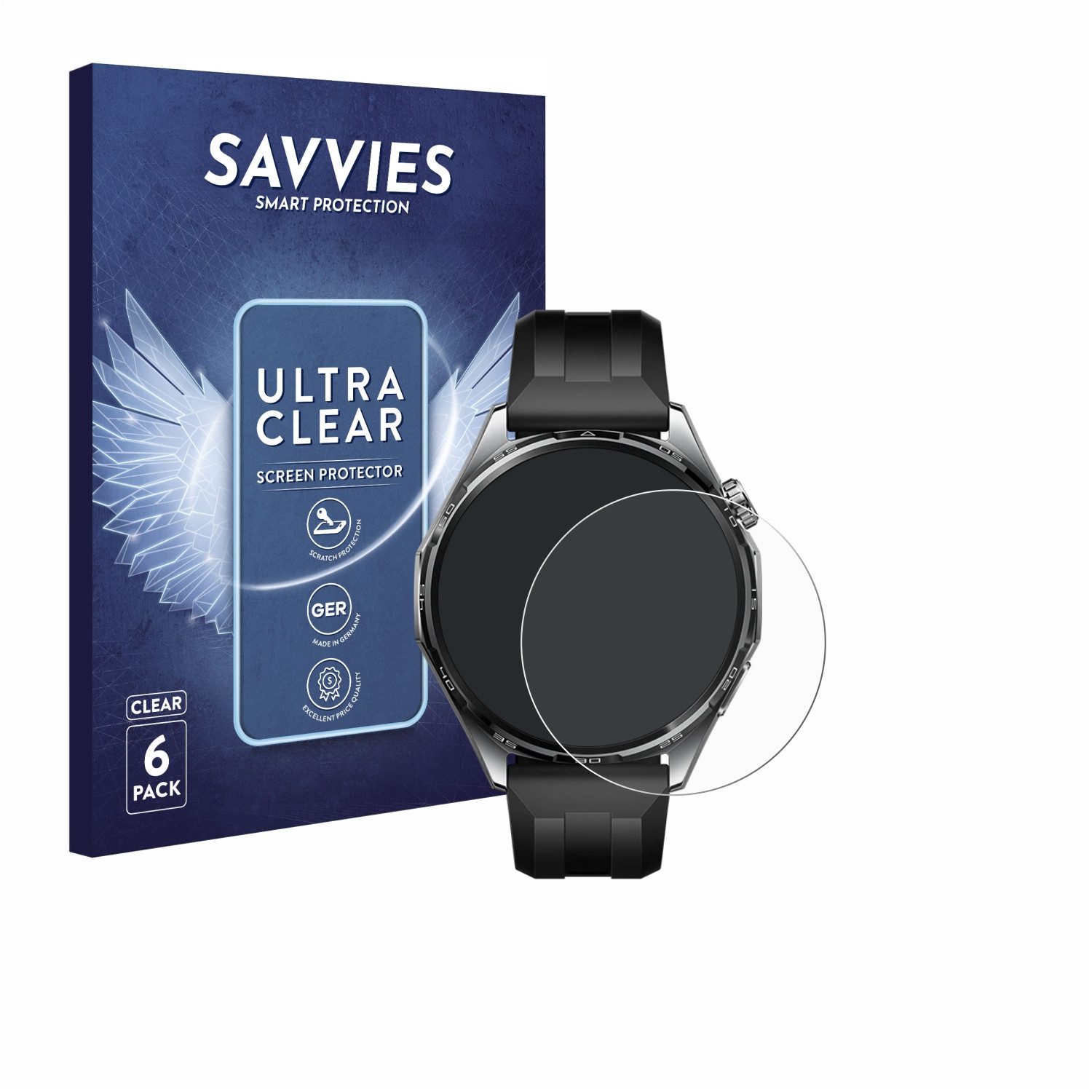 Savvies Displayschutzfolie Schutzfolie für Huawei Watch GT 6 (46 mm), 6 Stück, Displayschutz Schutz Folie Klar Transparent
