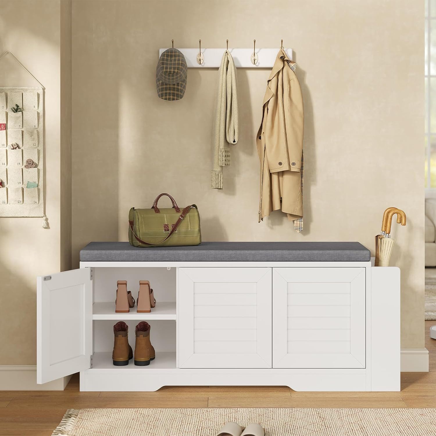 MSMASK Schuhbank Schuhregal mit Stauraum und gepolstertem Kissen, 34 x 110 günstig online kaufen