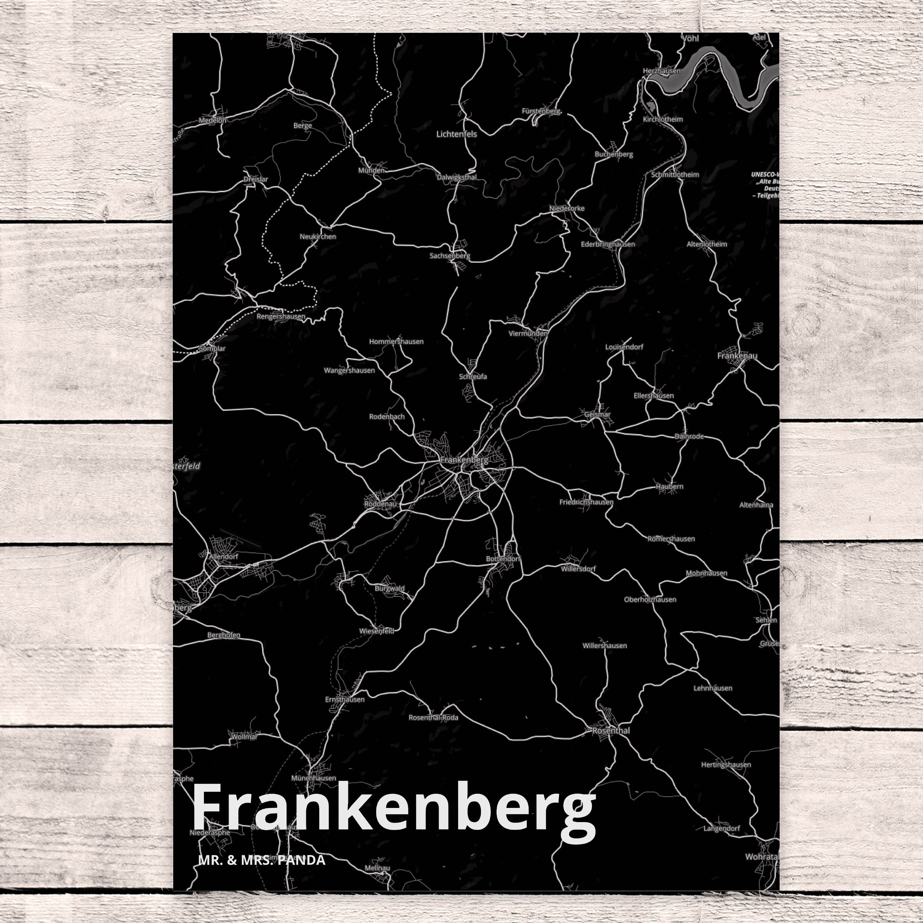 Stadtplan, Geschenk, Postkarte Mr. Dorf Map Karte Ort Panda Landkarte Mrs. & Stadt Frankenberg -