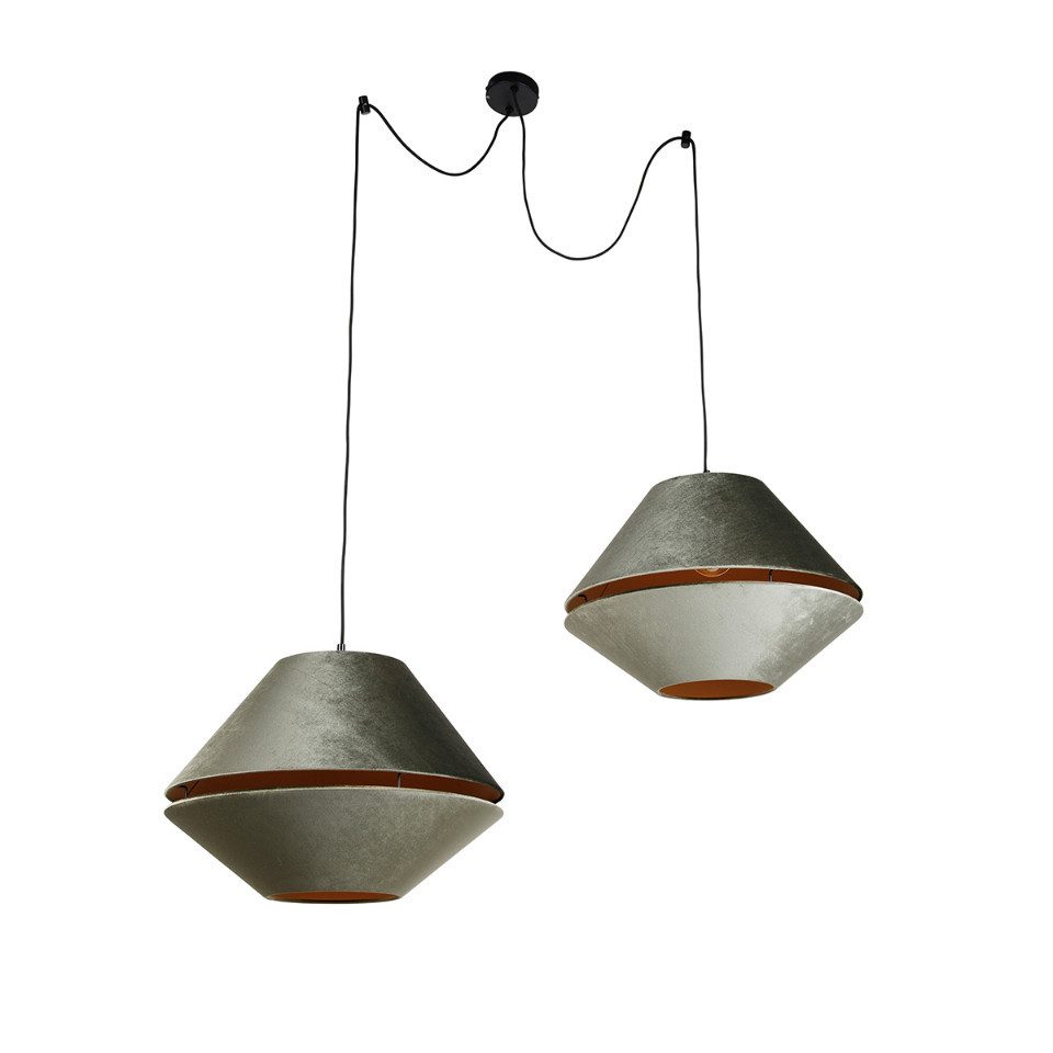 Qazqa Pendelleuchte Cava luxe shade, ohne Leuchtmittel, Warmweiß, QAZQA Hängeleuchte, e27, Grün, Velours, classic-antique