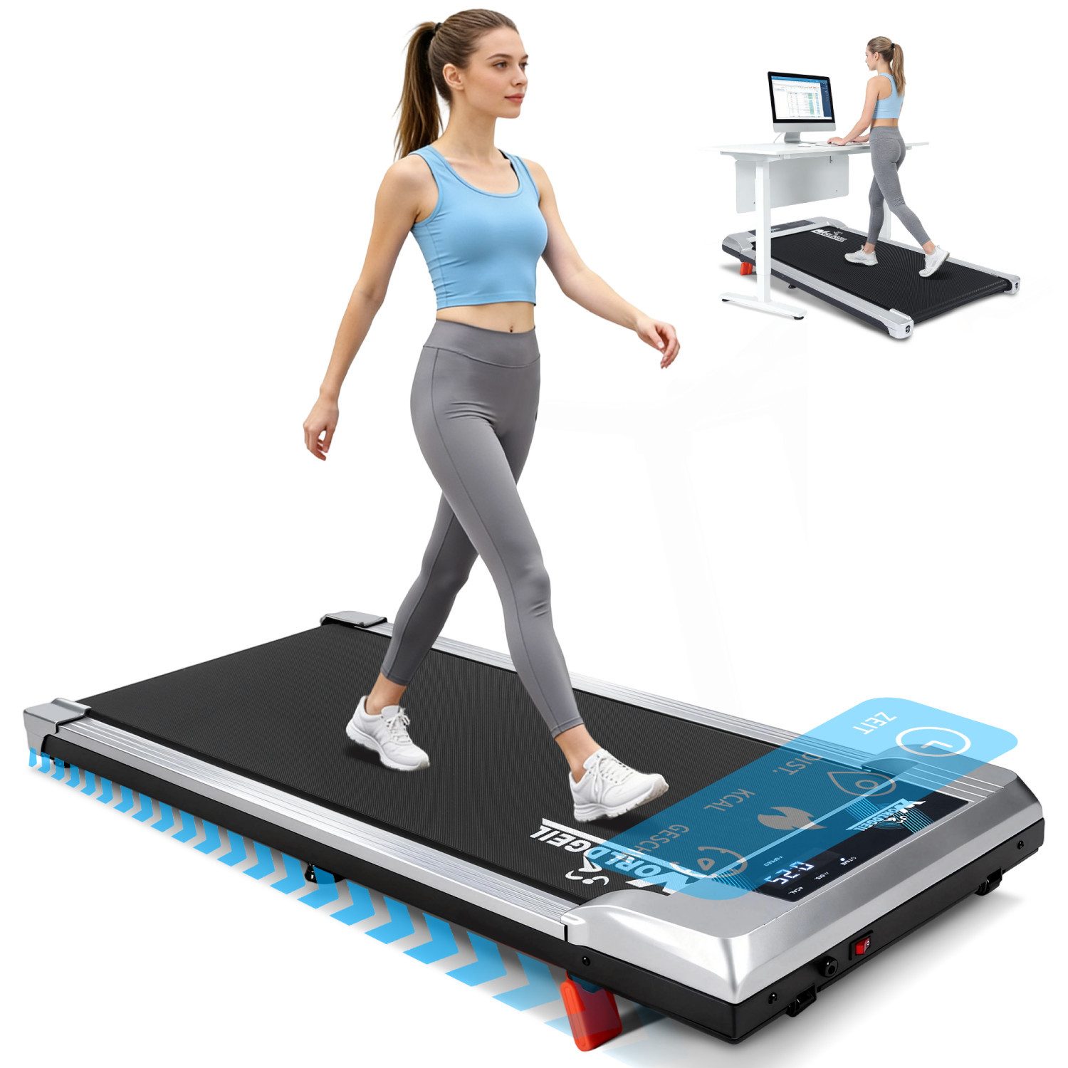 ZMH Laufband klappbar Zuhause Leise Treadmill LED Anzeige Fernbedienung Walking Pad