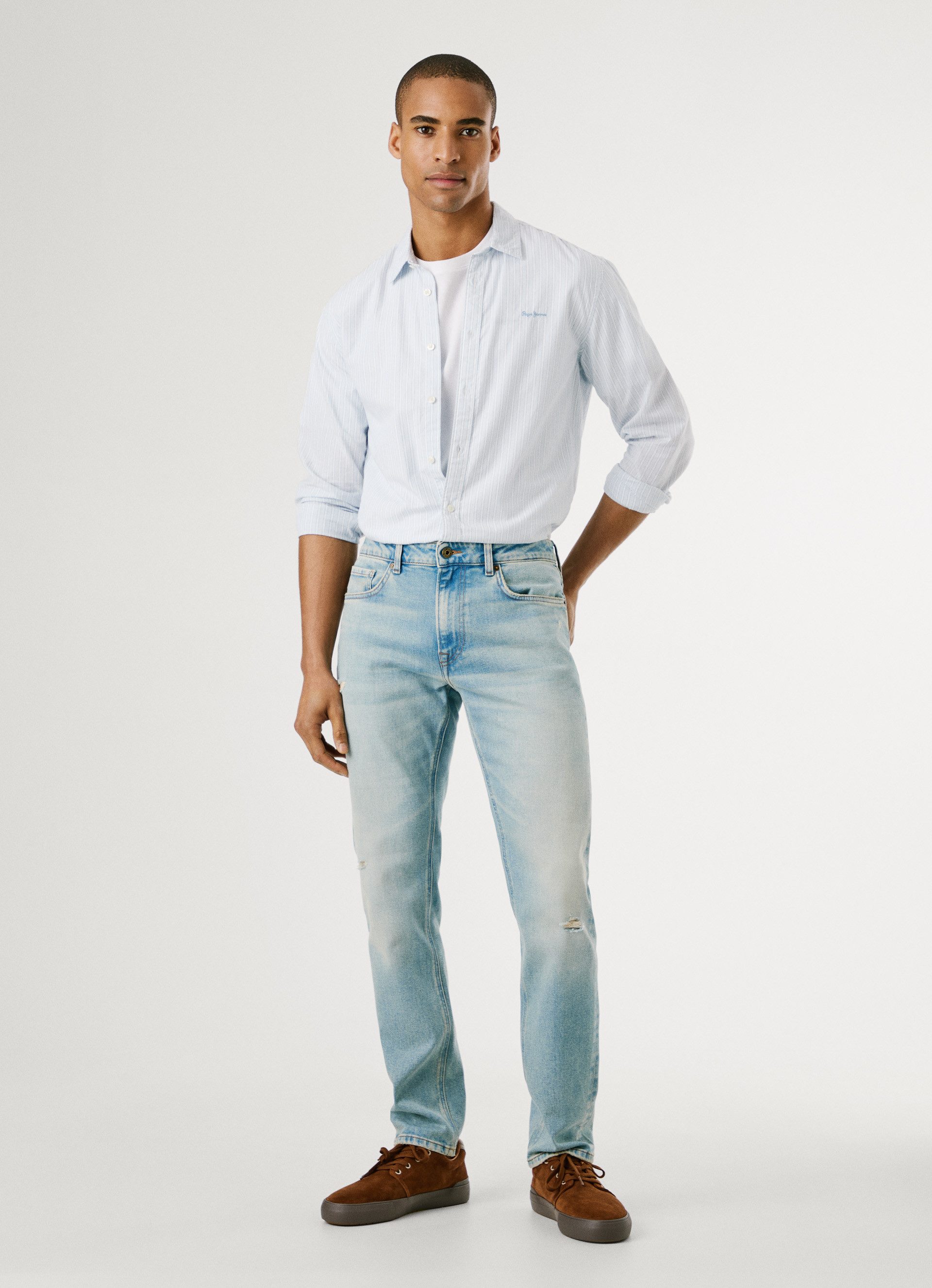Pepe Jeans Tapered-fit-Jeans STANLEY Ziernähte an den Gesäßtaschen – Bild 5 von 5