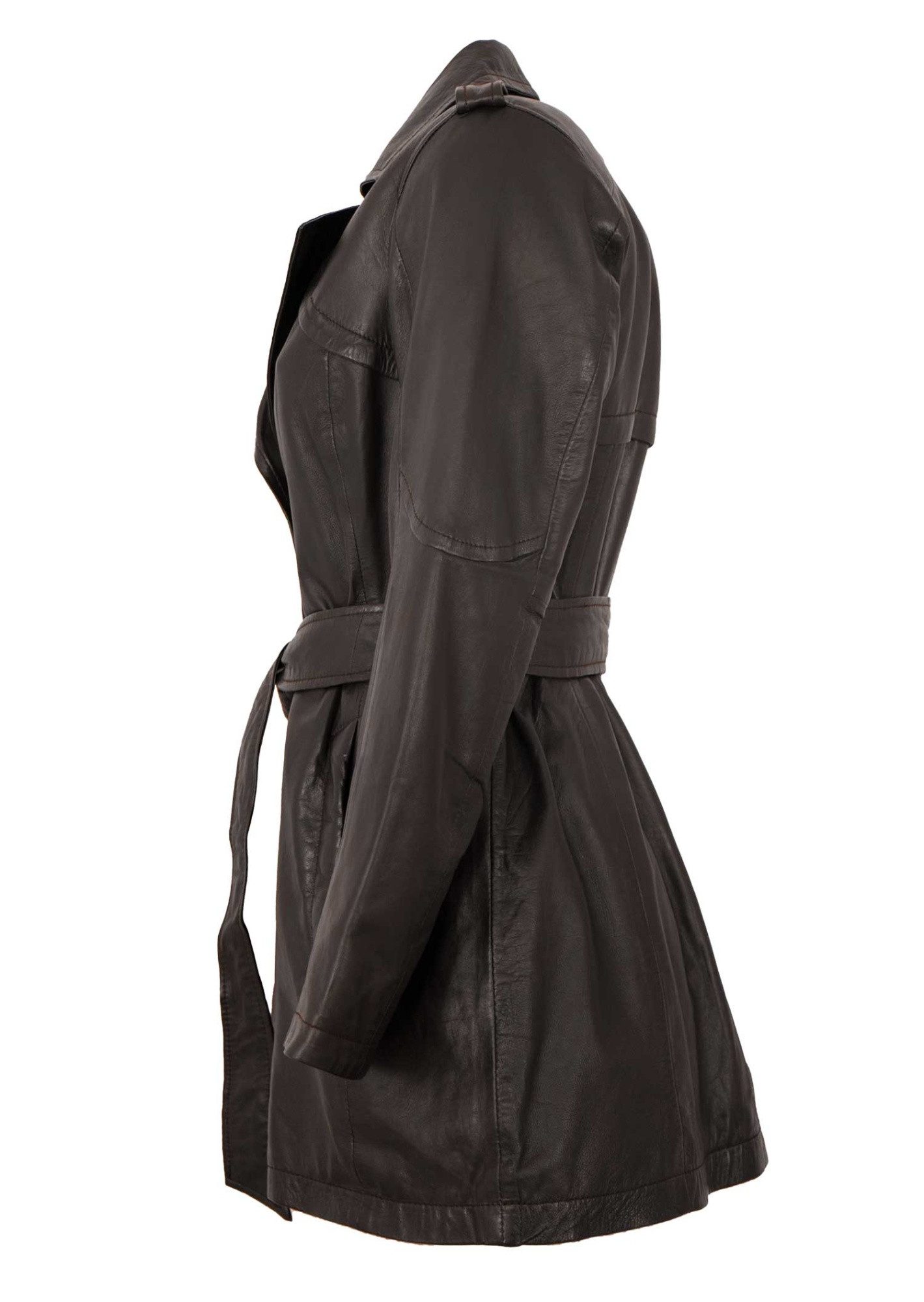 Jilani Lederjacke Hayley Jilani - Damen Ledermantel Lammnappa dunkelbraun günstig online kaufen