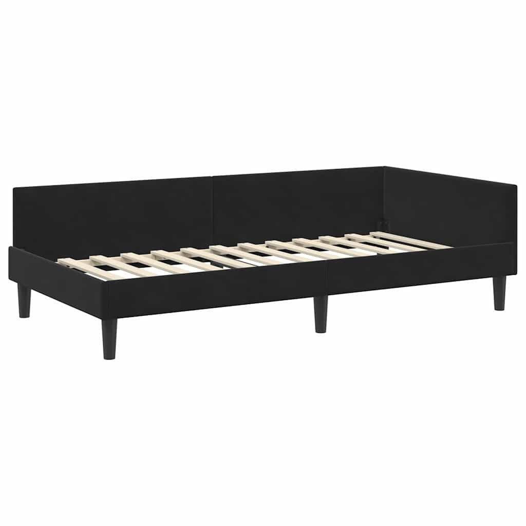 vidaXL Bett Eckbettgestell mit Kopfteil Schwarz 90 cm x 190 cm Stoff (1-tlg günstig online kaufen