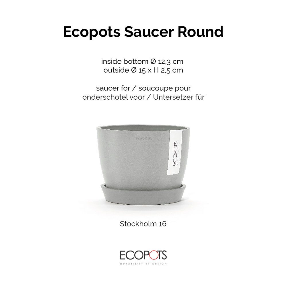 ECOPOTS Blumentopfuntersetzer ROUND SAUCER White Grey, BxTxH: 15x15x2,5 cm günstig online kaufen