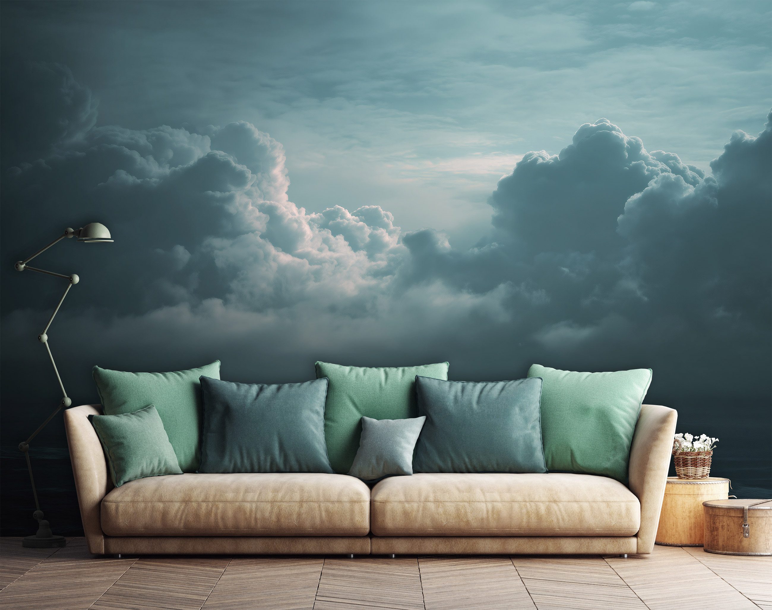 Wallarena Fototapete Wolken Himmel - Mehrfarbig - Modern - Vlies - Schlafzimmer, glatt, (2 St), 100x70cm
