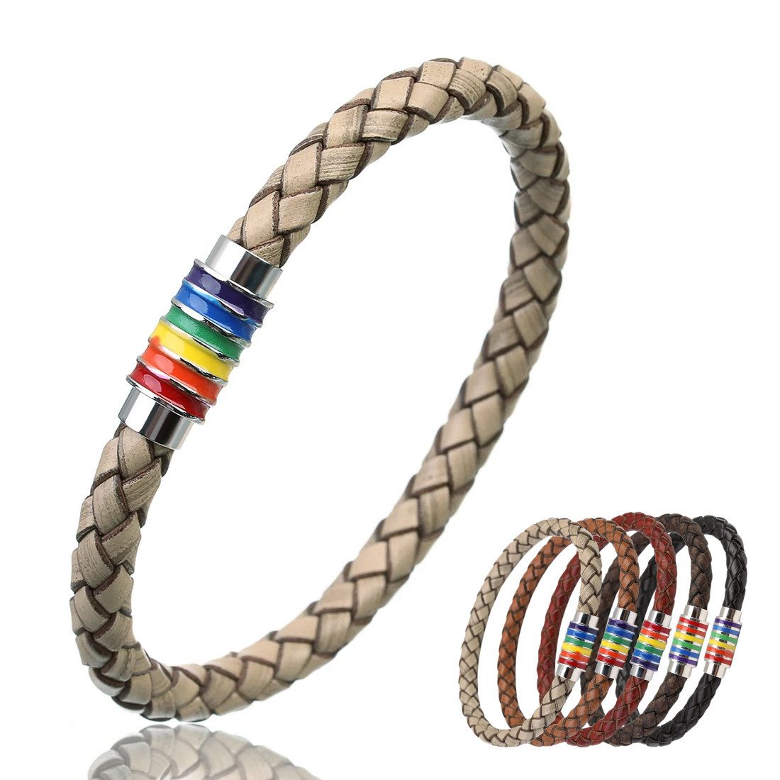 Ware aus aller Welt Lederarmband Pride Armband Regenbogen CSD Armband Männe günstig online kaufen