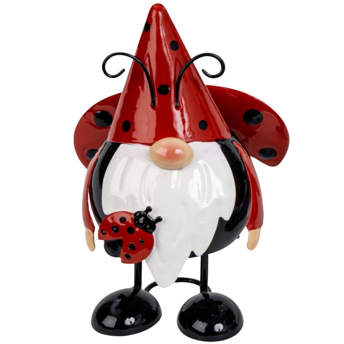 Mel-O-Design Dekofigur Metallwichtel mit Wackelfunktion Marienkäfer oder Biene (Wichtel Frühling, Dekoration Metall), Frühlingsdeko, Gartendeko Sommer