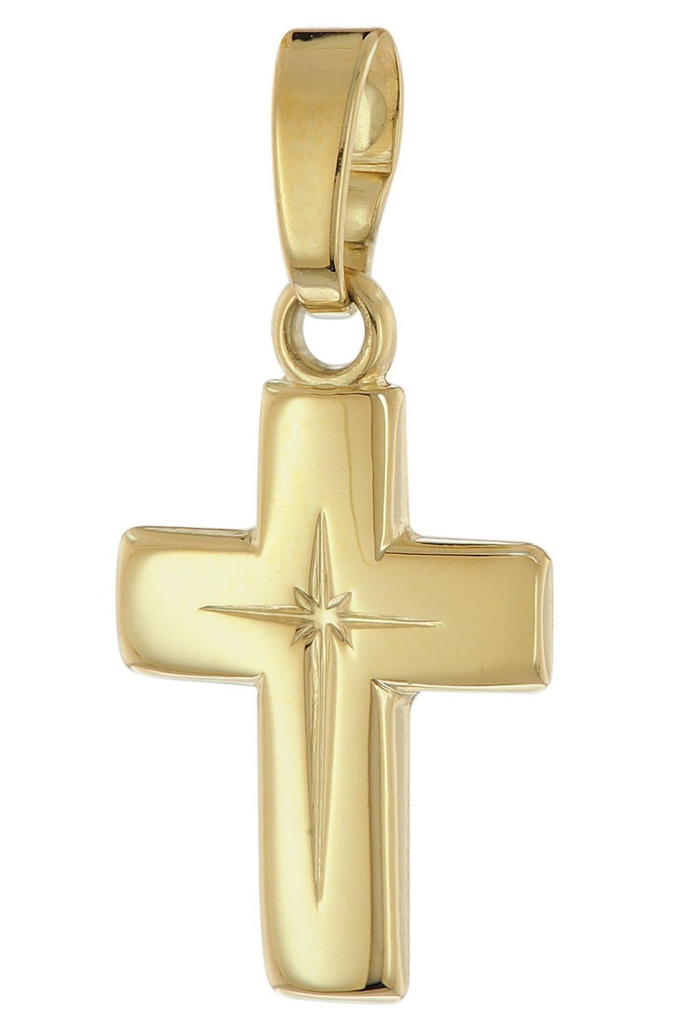trendor Panzerkette Kreuz-Anhänger für Gold 585/14K mit goldplattierter Kette