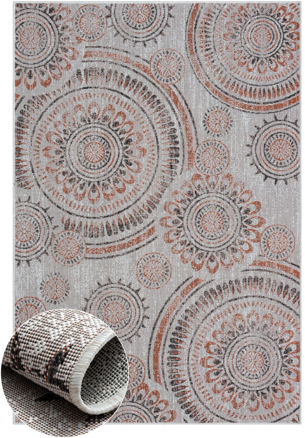 Myflair Möbel & Accessoires Outdoorteppich Sonic, LAGERRÄUMUNG!, rechteckig, Höhe: 6 mm, Ethno Design, Kreise, Outdoor geeignet, Balkon, Terrasse