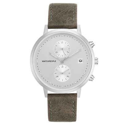 Watchpeople Multifunktionsuhr Cosmo WP 047-01, flach, Datumsanzeige, Dual-Time, easy release Band