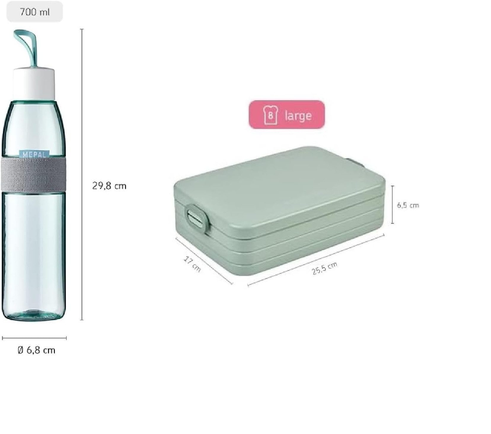 Mepal Lunchbox Lunchbox mit Trennwand und Trinkflasche 700 ml, bruchfest, Ideal für Mealprep, kohlensäuregeeignet, auslaufsicher, Nordic Sage