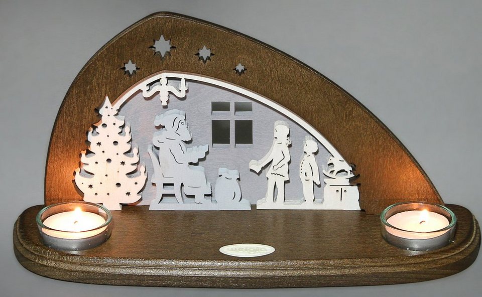 Weigla Teelichthalter Bescherung, Weihnachtsdeko, Aus Buchenholz/Sperrholz  gefertigt