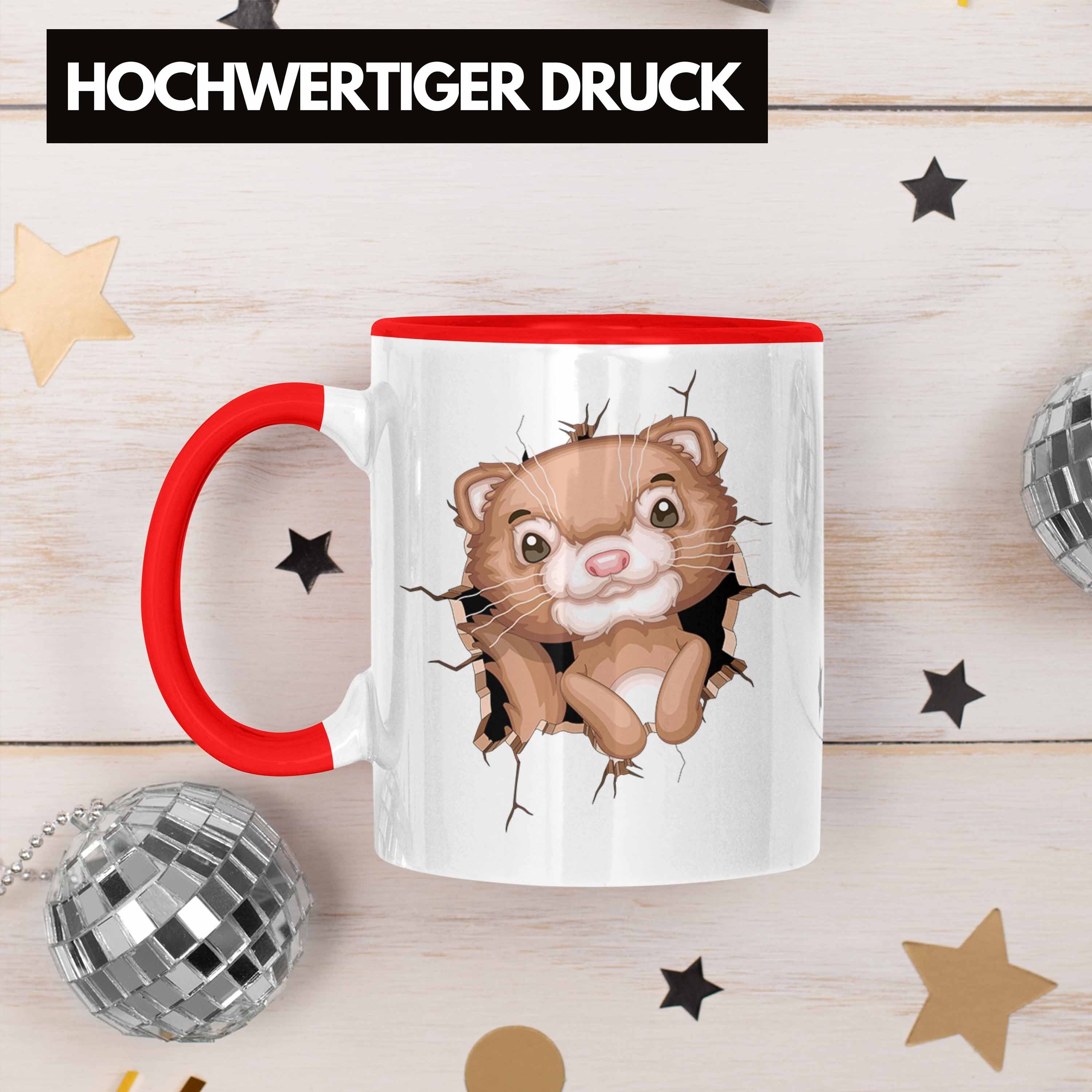 Otter-Liebha Tasse Grafik Otter Geschenkdidee Rot 3D Lustige Trendation Kaffee-Becher Tasse