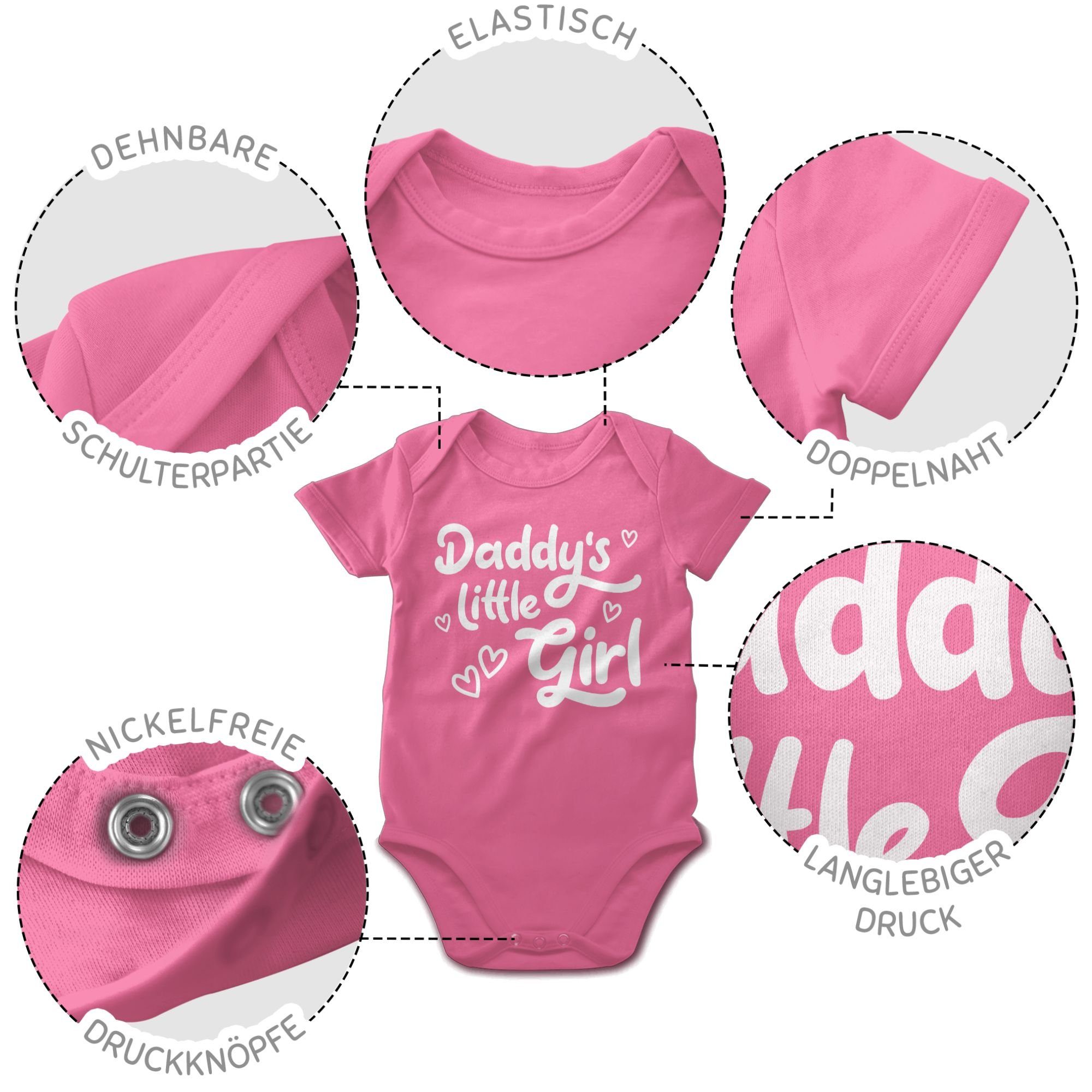 Vatertag Shirtbody Daddy's Baby süß 2 Geschenk Girl weiß Pink Shirtracer little