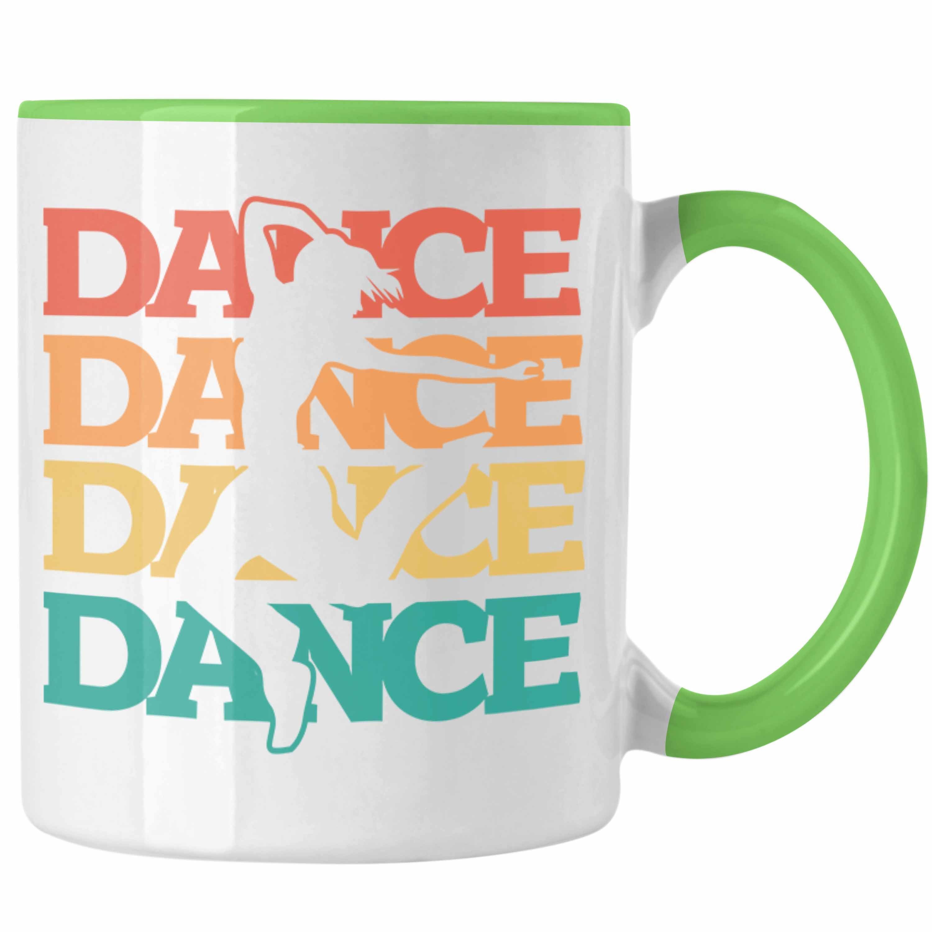 Trendation Tasse Lustige Tänzer Tasse Geschenk für Tanzbegeisterte Tanzlehrer Grafik D Grün