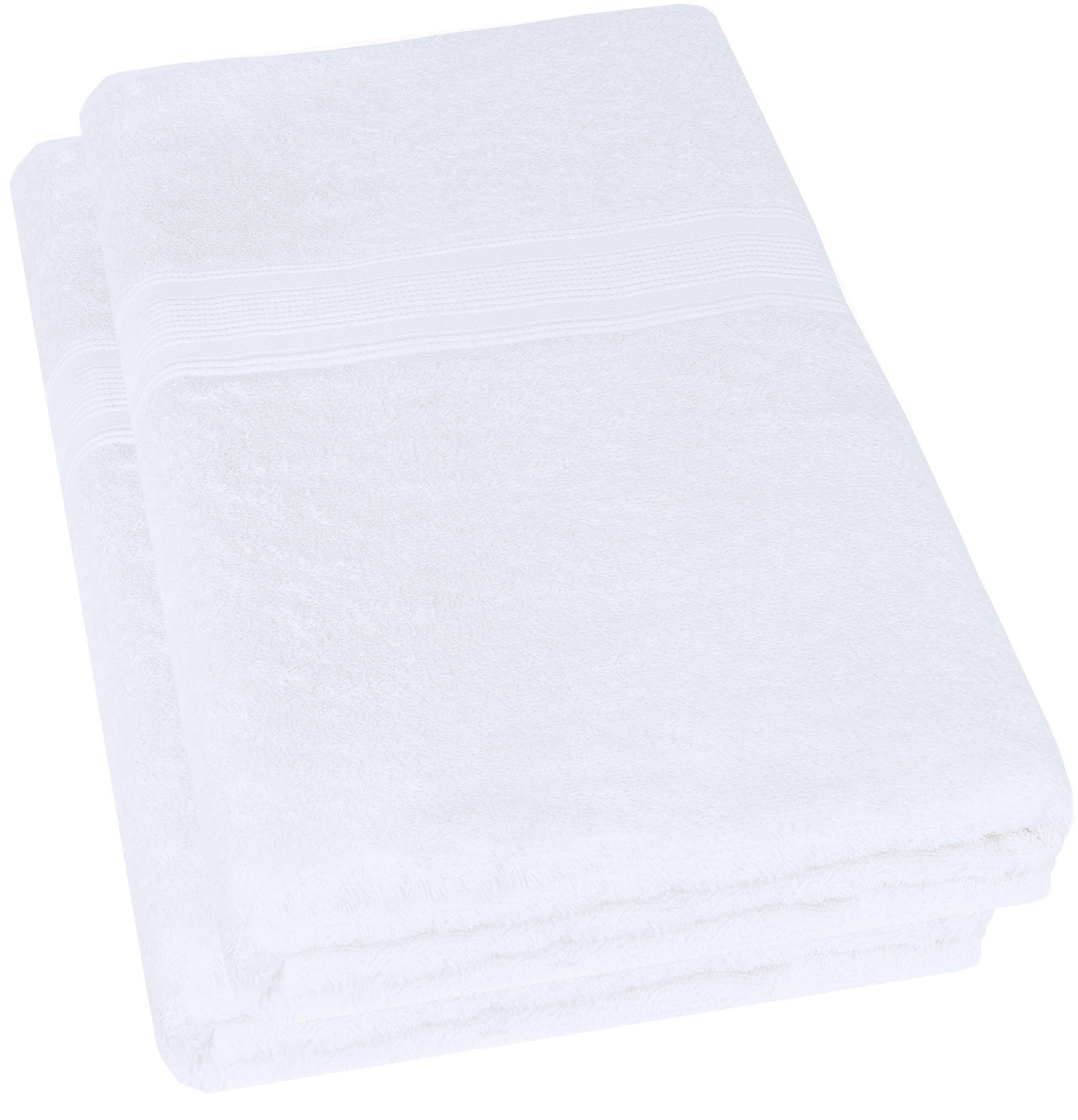 Bade-Handtuch, BADETUCH, 500gsm, Badetuch Baumwolle Qualität, (2-St), NatureMark 100x150cm, Weiß 100% Premium Badetuch