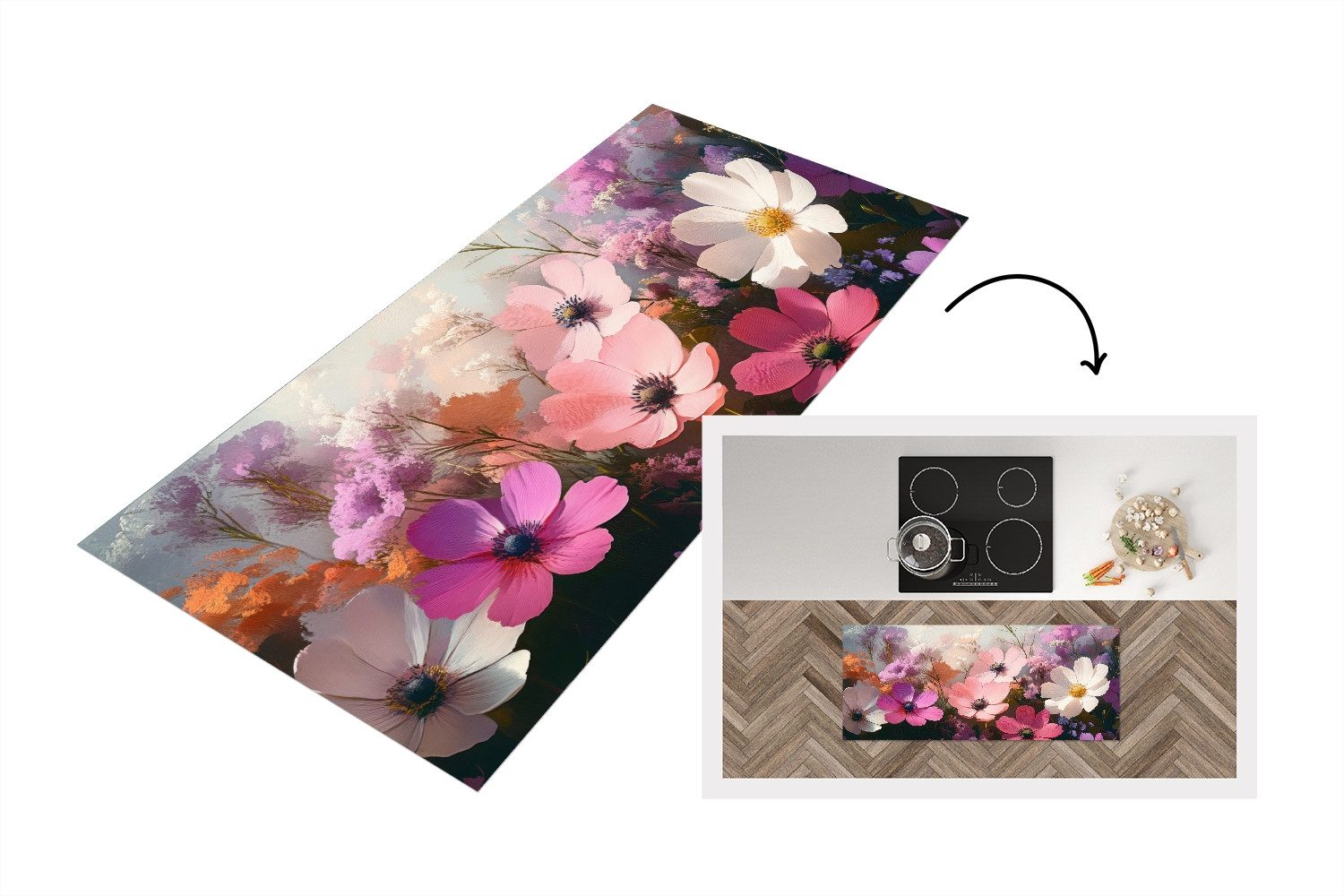 MuchoWow Küchenläufer Blumen - Bunt - günstig online kaufen