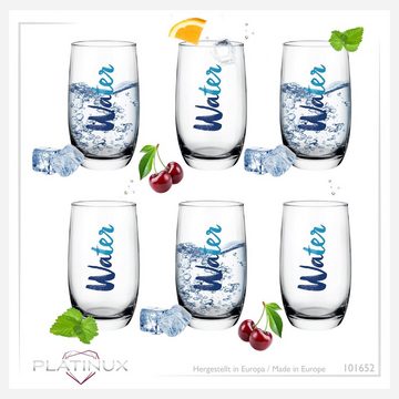 PLATINUX Glas »Hohe Trinkgläser«, Glas, mit Water-Print 320ml (max. 380ml) Set 6-Teilig Wassergläser Saftgläser Getränkeglas