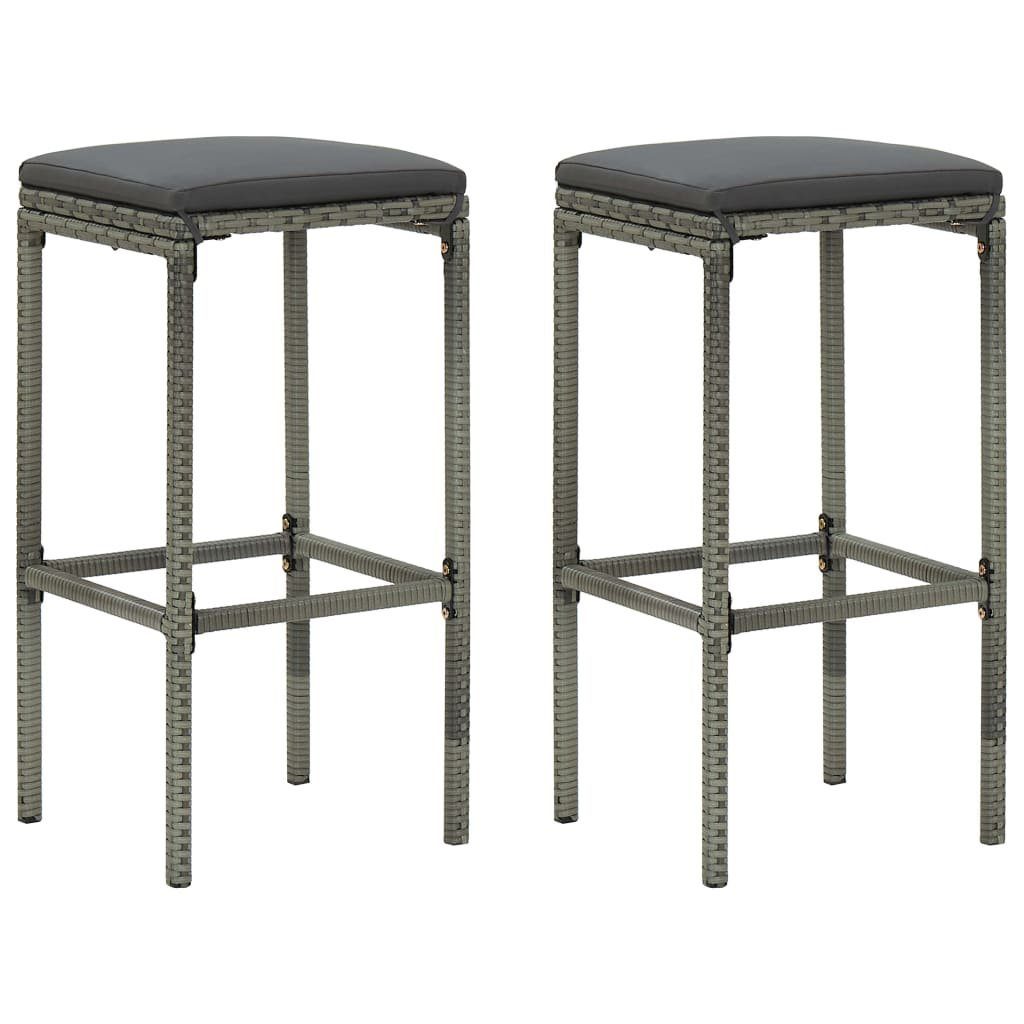 Barhocker Barhocker mit Kissen 2 Stk. Grau Poly Rattan