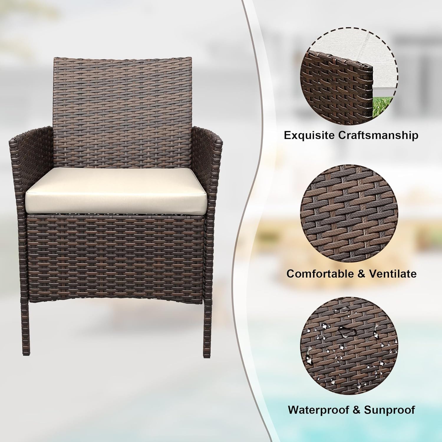 GarveeMore Gartenlounge-Set Terrassenmöbel-Sets 3-teilig, modernes Terrasse günstig online kaufen