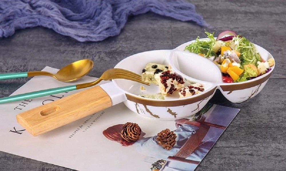 Servierschale Marmor Service Schale Dessert Pasta Dips Salat Snackteller