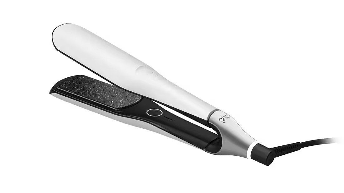 GHD Glätteisen GHD Chronos Max Glätteisen mit breiten Platten weiß Keramik, Universelle Spannung für weltweiten Einsatz