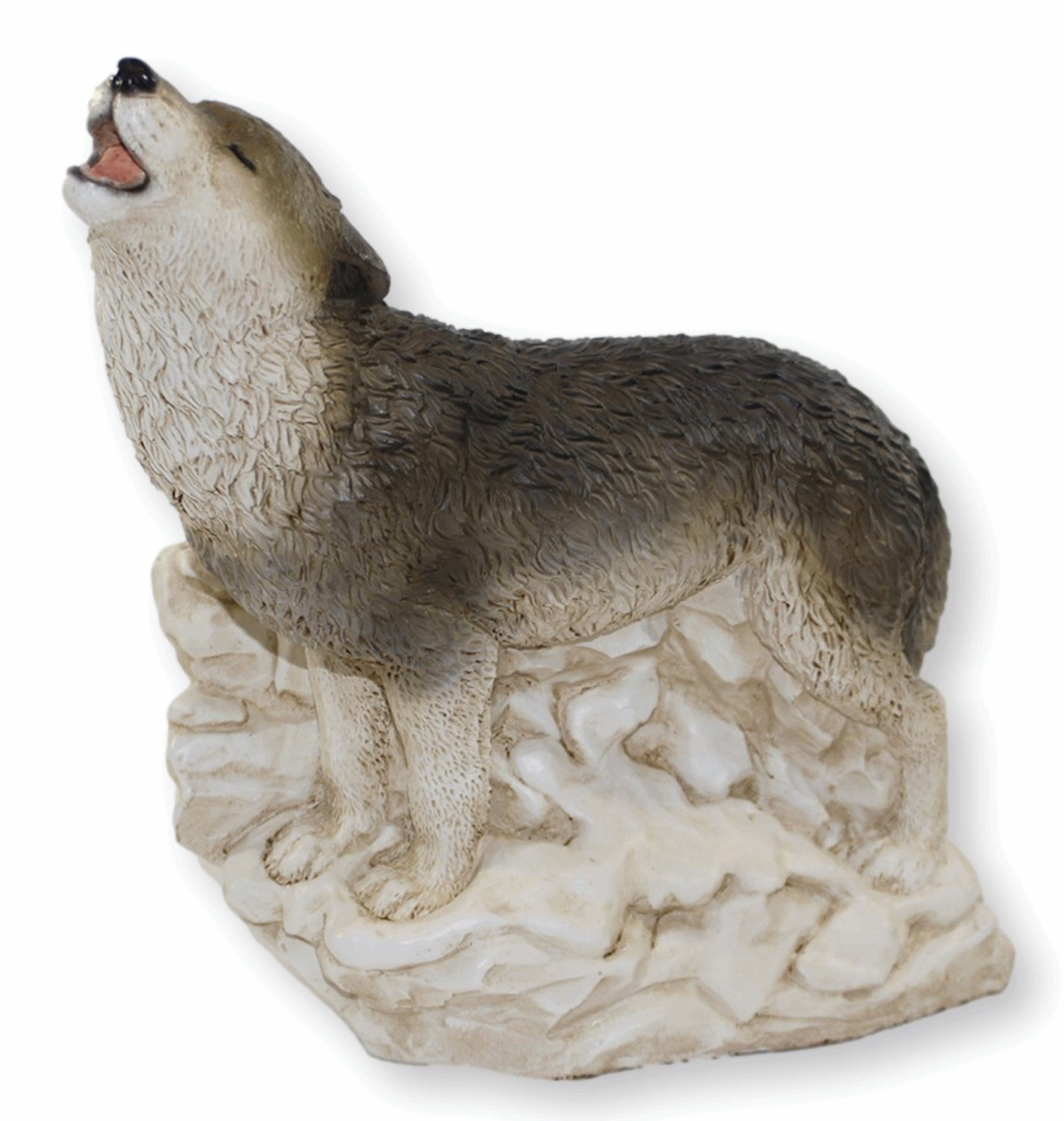 Castagna Tierfigur Deko Figur Wolfsfigur Heulender Wolf auf Felsen stehend Kollektion Castagna aus Resin H 29 cm