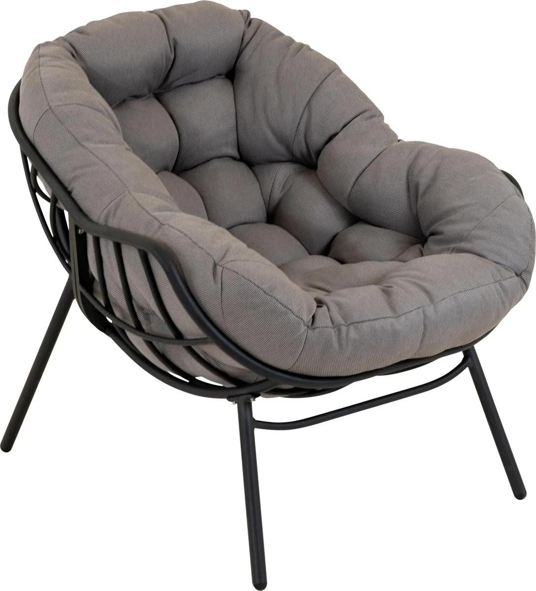 Natur24 Gartenstuhl Cozy Stone Relaxsessel Aluminium Olefin Schwarz Grau 97 x 101 x 93 cm