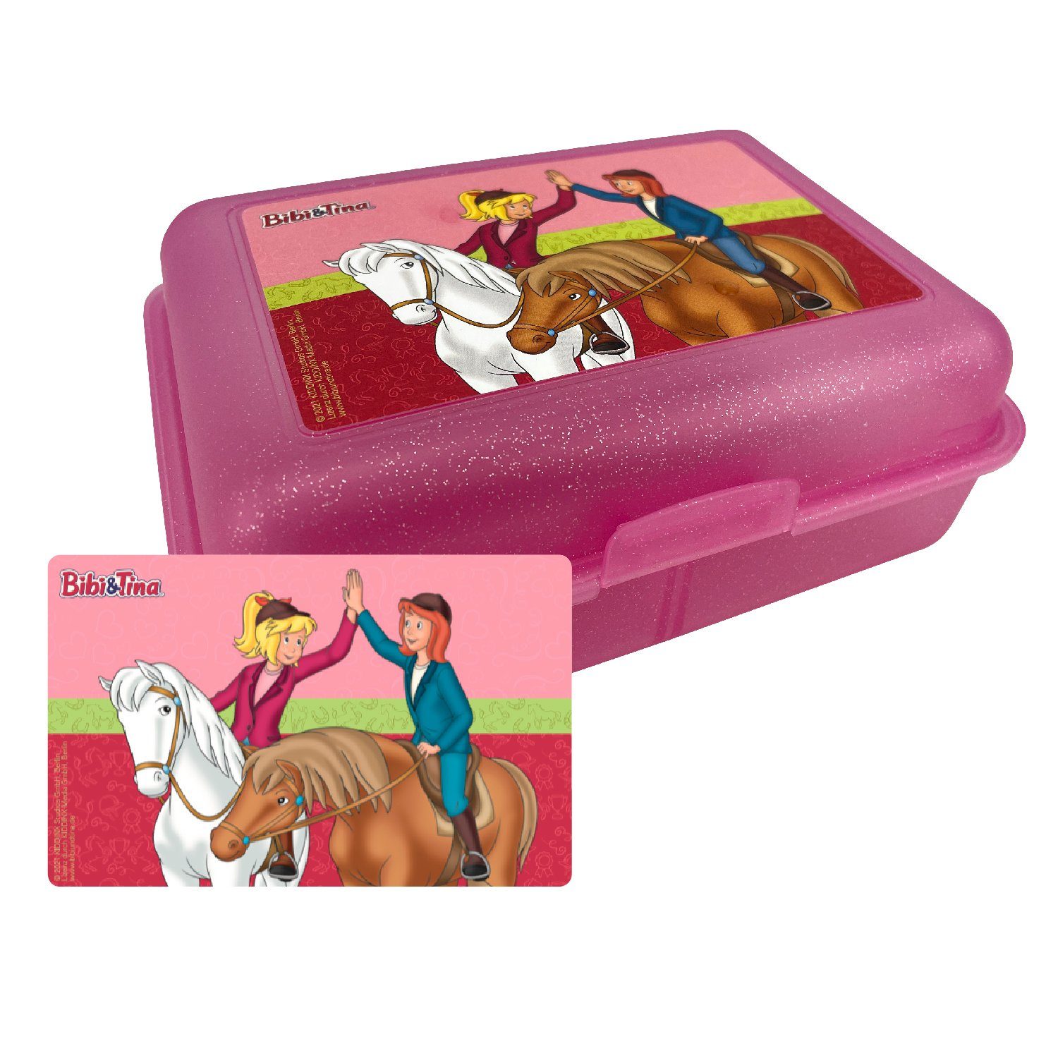 United Labels® Lunchbox Bibi & Tina Brotdose - BFF Pferde Lunchbox mit Trennwand Pink, Kunststoff (PP) | Lunchboxen
