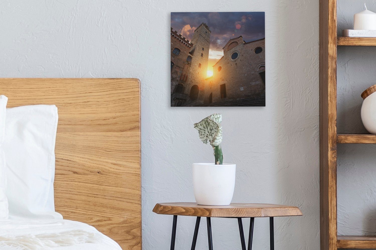 Wohnzimmer Gimignano (1 Bilder der in Schlafzimmer Große OneMillionCanvasses® Italien, für Leinwand St), Turm Der Stadt Leinwandbild San
