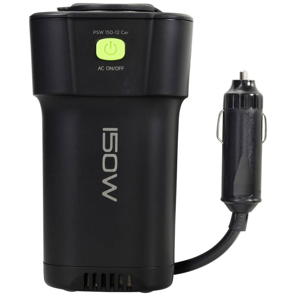 VOLTCRAFT Wechselrichter Kfz-Wechselrichter MSW 150W 12V-230V Modifizierte Sinuswelle, Dosenform für Getränkehalter