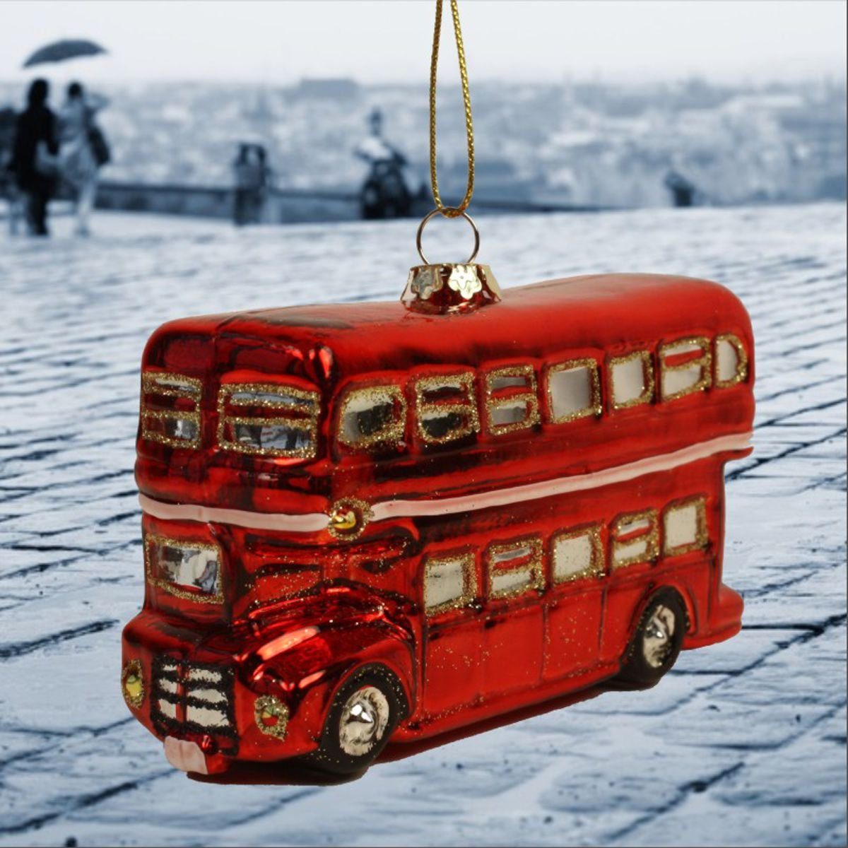 INGE-GLAS® London INGE-GLAS (1-tlg) Christbaumschmuck Doppeldecker-Bus Weihnachts-Hänger