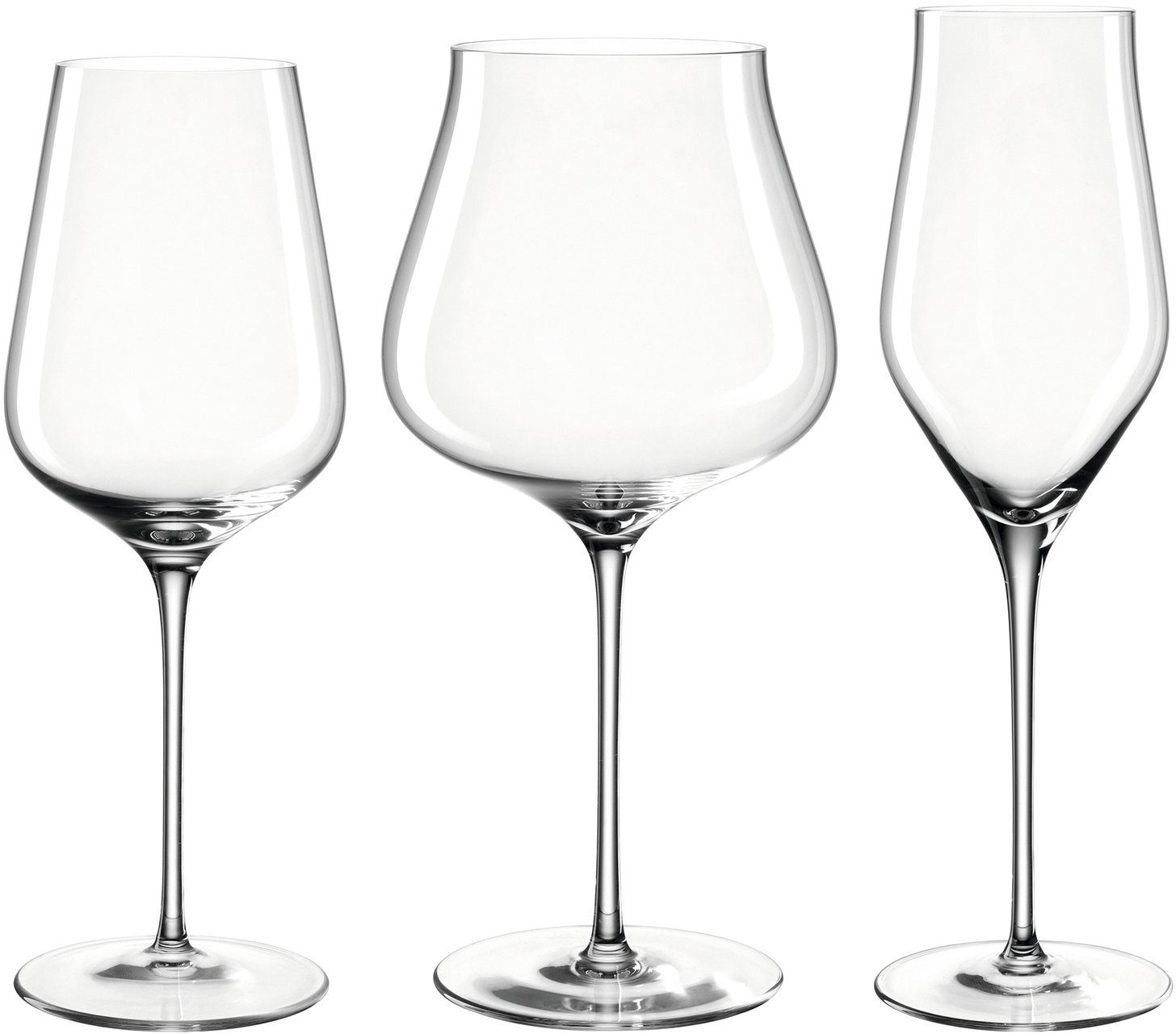 LEONARDO Gläser-Set BRUNELLI, Glas, Kristallglas, je 4 Champagner-, Weißwein-, Rotweingläser