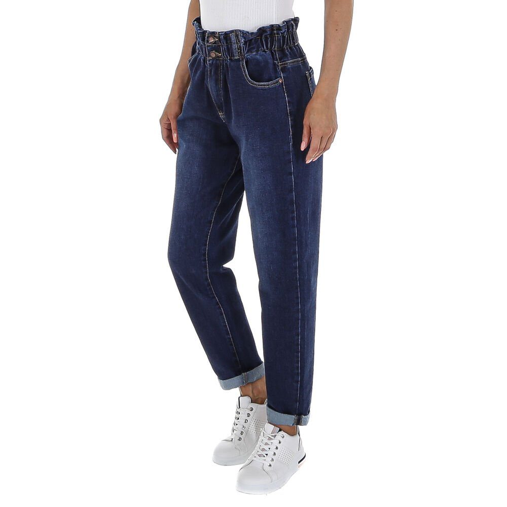 Ital-Design High-waist-Jeans Damen Freizeit Jeans Waist Stretch High in Blau